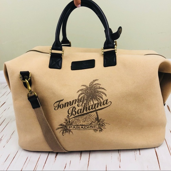 tommy bahama leather duffle bag